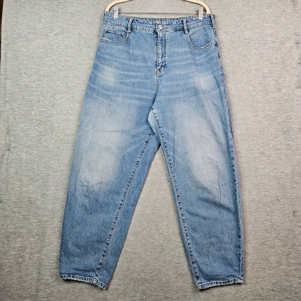 Pilcro and the Letterpress High Rise Barrel Tapered Jeans Blue Medium Wash 32